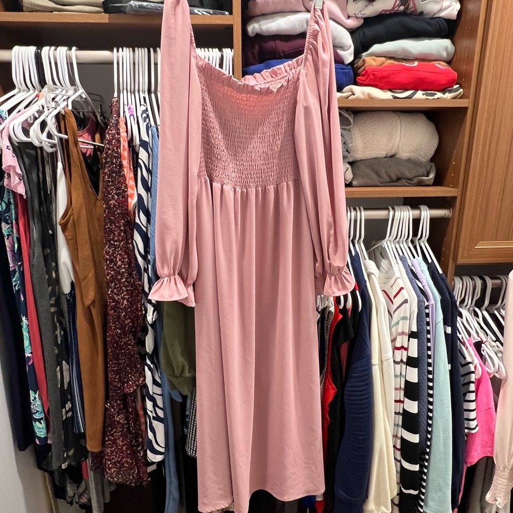 Elegant Pink Smocked Dress